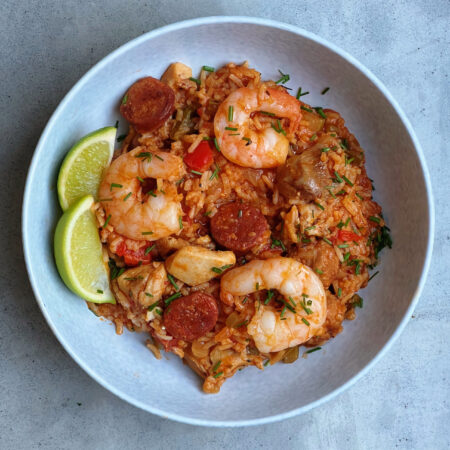 Jambalaya met kip en gamba's
